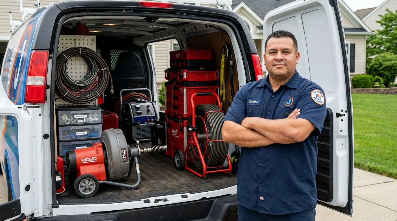 Professional drain cleaning equipment and Johns Plumbing LLC plumber in Rosendale